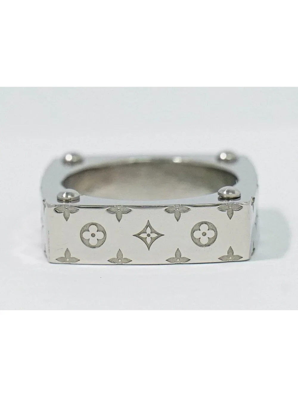 Louis Vuitton LV Ring Monogram Gold M Metal Silver - Picture 5 of 10
